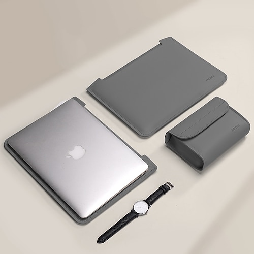 Laptop-Hüllen, Laptop-Hülle 12 Zoll, 13,3 Zoll, 15,6 Zoll, für MacBook Air Pro, HP, Dell, Lenovo, Asus, Chromebook, Notebook-Tragetasche, wasserdichte PU-Ledertasche mit kleiner Tasche für Geschäfts- und Büroreisen Image