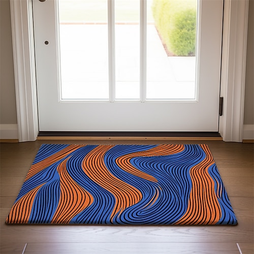 Fußmatte mit abstrakter Linie, waschbare Teppiche, Küchenmatte, rutschfester, ölbeständiger Teppich, Innen- und Außenmatte, Schlafzimmer-Dekoration, Badezimmermatte, Eingangsteppich Image