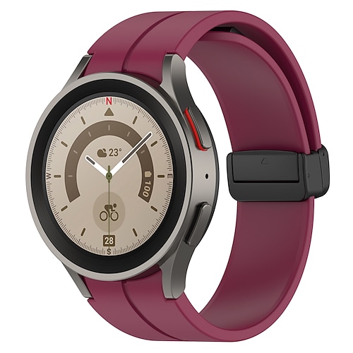 Uhrenarmband für Samsung Galaxy Watch 7/6/5/4 40/44mm, Watch 5 Pro 45mm, Watch 6 Classic 43/47mm, Watch 4 Classic 42/46mm Silikon Ersatz Gurt Magnetverschluss Schmetterlingsschnalle Frauen Männer Image