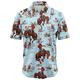 Herren Hemd Hawaiihemd Sommerhemd Cowboy-Shirt Grafik-Drucke Cowboy Umlegekragen Blau Strasse Casual Kurze Ärmel Bedruckt Button-Down Bekleidung Vintage Tropisch Modisch Hawaiianisch