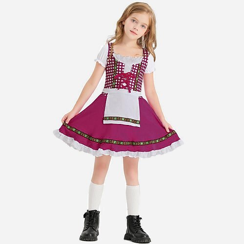 Halloween Oktoberfest Kleid Kostüm Dirndl Oktoberfest / Bier Bayerisch Cosplay-Kostüm Wiesn Wiesn Mädchen Karneval Party / Abend Stoff im traditionellen Stil Kleid Schürze