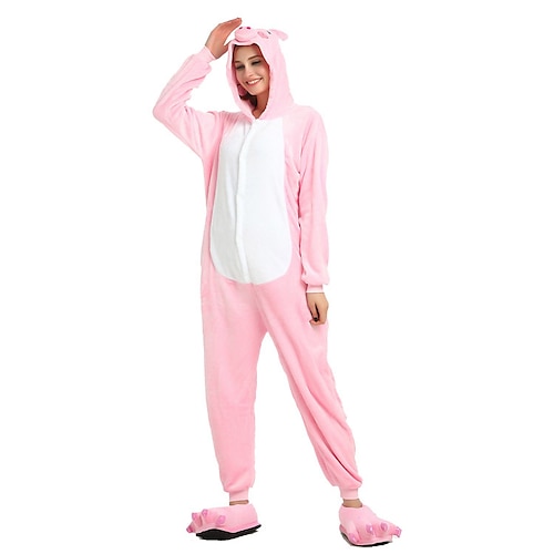 Karnevalskostüm 2026 Tier Schwein Zeichentrick Karneval Kigurumi-Pyjamas Ausgefallene Kostüme Onesie-Kostüm Warm Lustiges Kostüm Bequem Erwachsene Unisex Männer und Frauen Halloween Karneval Party Image