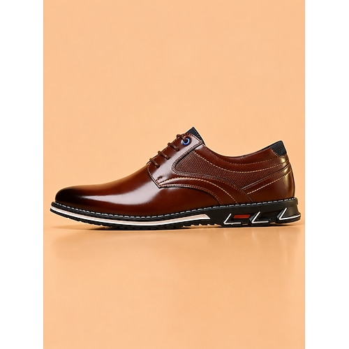 Herren Outdoor Derby-Schuhe Wanderschuhe Brautkleider schlicht Täglich Büro Karriere PU Leder Komfortabel Schnürsenkel Rinde braun Schwarz Frühling Herbst