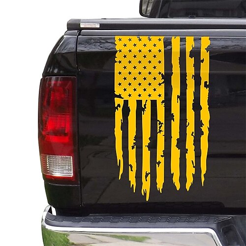 Vinyl-Aufkleber für die Heckklappe mit amerikanischer USA-Flagge, kompatibel mit den meisten Pickup-Trucks und den meisten Fahrzeugen Image