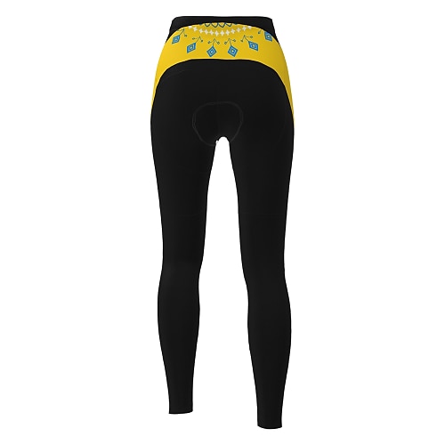 Damen Einfarbig Gemustert Fahrradhose Fahhrad Hosen Strumpfhosen Winter Mountainbike MTB Straßenradsport Sport 3D-Polster Schnelltrocknend tragbar Weich Schwarz Gelb Bekleidung Fahrradbekleidung