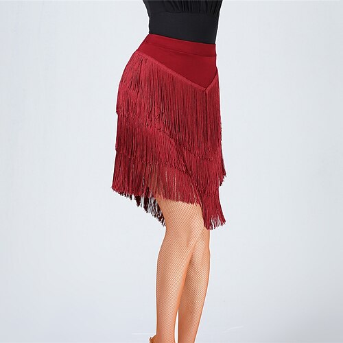 Latein-Tanz Röcke Quaste Pure Farbe Damen Ausbildung Party Hoch Terylen Image