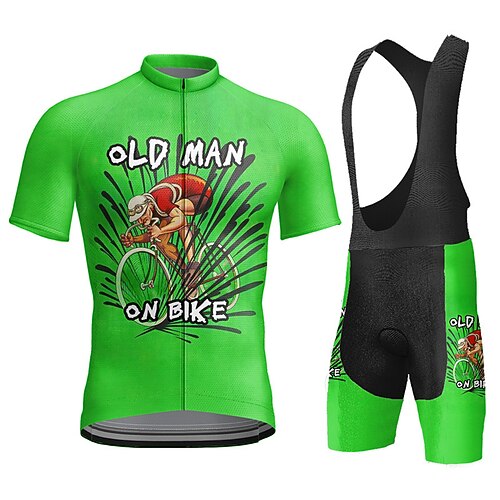 Herren Radtrikot mit Trägershorts Kurzarm Mountainbike MTB Straßenradsport Sommer Blau Gelb Rosa Grafik Buchstaben Zahlen Lustig Fahhrad 3D-Polster Schnelltrocknend Rückentasche Image