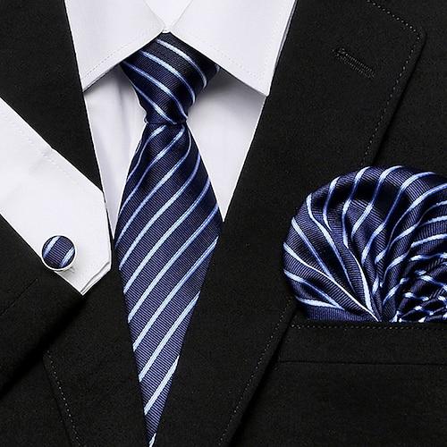 Herren Krawatten Einstecktuch Manschettenknöpfe Sätze Büro Hochzeit Formaler Stil Klassisch Plaid Täglich Veranstaltungen