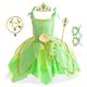 Glöckchen Prinzessin Märchen Blumenmädchen Kleid Prinzessin Cosplay Schmuck Zubehör Tüll-Kleider Mädchen Film Cosplay Süß Grün Halloween Karneval Kindertag Hochzeit kleid hochzeitsgast Armbänder