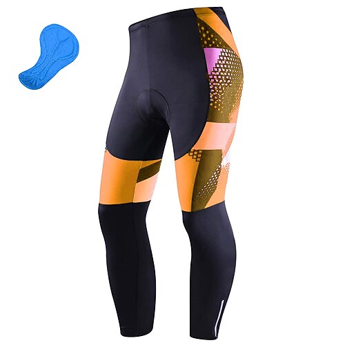 Herren Geometrisch Fahrradhose Fahhrad Unterteile Mountainbike MTB Straßenradsport Sport 3D-Polster Radfahren Schnelltrocknend Feuchtigkeitsableitend Gelb Rot Spandex Bekleidung Fahrradbekleidung Image