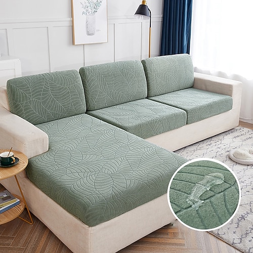 Stretch-Sofa-Sitzkissenbezug, wasserabweisend, weinrot, Jacquard-Schonbezug, elastisch, Couch-Sessel, Loveseat, 4- oder 3-Sitzer, grau, uni, einfarbig, weich, strapazierfähig, waschbar Image