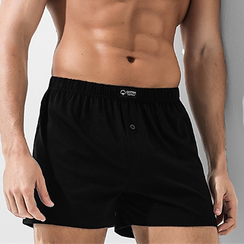 Herren Hausanzug Pyjama-Shorts Glatt Casual Komfort Heim Täglich Bett Baumwolle Atmungsaktiv Weich Elastische Taille Frühling Sommer Schwarz Blau Image