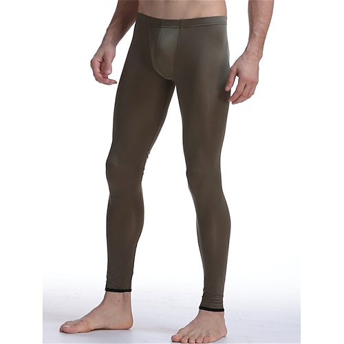 Herren Lange Unterhosen Thermounterwäsche Thermohose 1 pcs Glatt Modisch Brautkleider schlicht Komfort Heim Täglich Bett Nylon Warm Lange Unterhosen Elastische Taille Herbst Winter Schwarz Weiß Image