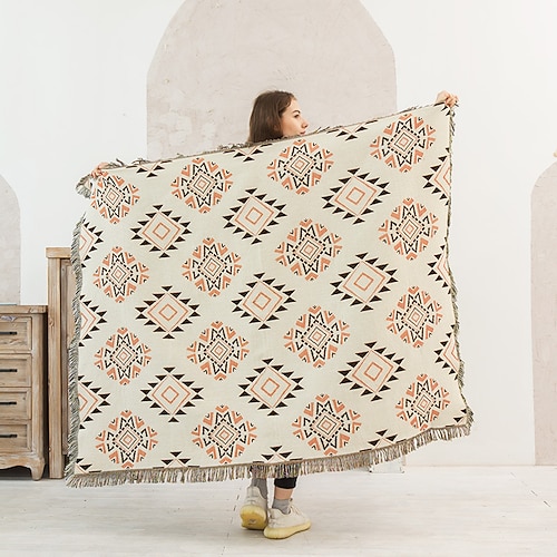 Plaid-Decken, gestrickt, Sofabezug, volle Decke, gestreift, Zimmer-Nachttischdecke für Zuhause, Teppiche, Camping, Picknickdecke, Boho, dekorativ Image