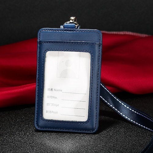 Echtleder Business-Arbeits-Kreditkartenhalter modische ID-Badge-Halter mit Nylon-Lanyard ID-Case Büromaterial Image