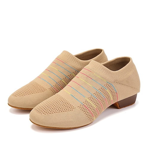 Atmungsaktive Damen-Jazztanzschuhe aus Strick – leichte Slip-On-Ballsaal-Sneaker mit weicher Sohle für Latein-, Ballett- und Fitnesstraining Image