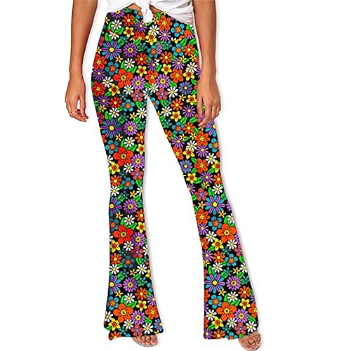 Hippie Retro Vintage 1960er 1970er Disko Hoch tailliert Hose Funk Glockenhose Damen Kostüm Jahrgang Cosplay Freizeitskleidung Festival Hosen Schlager Outfit Image