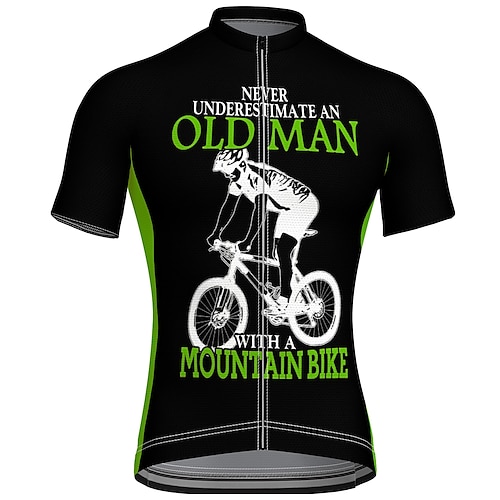 Herren Radtrikot Grafik Gemustert Lustig Kurzarm Fahhrad Trikot Oberteil mit 3 Gesäßtaschen Mountainbike MTB Straßenradsport Radfahren Schnelltrocknend Weich Reflektierende Streifen Sport Waldgrün Image