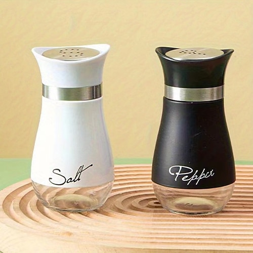 2-teiliges nachfüllbares Salz- und Pfefferstreuer-Set – Behälter mit Deckel aus Edelstahl für Zuhause, Restaurant und Picknick – Küchenzubehör mit einem Fassungsvermögen von 90 ml Image