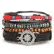 Herren Türkis Lederarmbänder Klassisch Retro Blattform Punk Klassisch Rockig Leder Armband Schmuck Schwarz und Silbern / Rot orange / Hellbraun Für Geschenk Täglich Strand