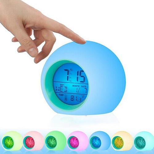Farbwechselnde LED Smart Light Digitale Wecker Touch Control Kinder Wach Wecker Thermometer Natur Musik Geschenke Image