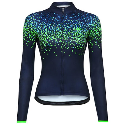 Damen Radtrikot Tupfen Langarm Fahhrad Trikot Oberteil mit 3 Gesäßtaschen Mountainbike MTB Straßenradsport Schnelltrocknend Reflektierende Streifen Rückentasche Feuchtigkeitsableitend Sport Rosa Image
