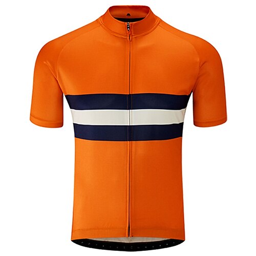 Herren Radtrikot Einfarbig Streifen Gemustert Kurzarm Fahhrad Trikot Oberteil mit 3 Gesäßtaschen Mountainbike MTB Straßenradsport UV-beständig Schnelltrocknend Reflektierende Streifen Rückentasche Image