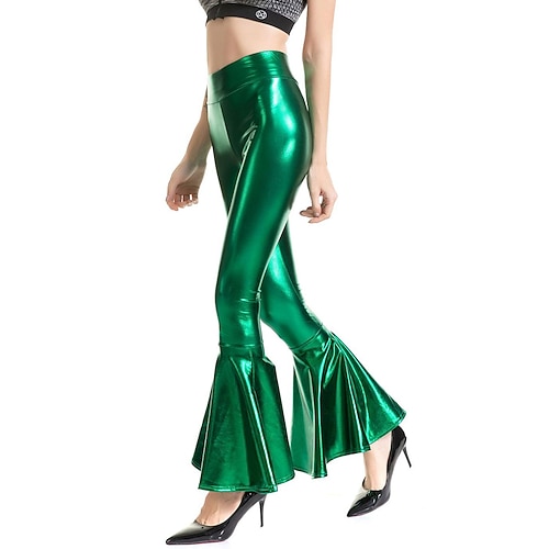Metallisch 1980er Glänzendes Latex-Patent Hose Schlaghosen PU - Leder Kostüm Damen Karnevalskostüm Maskerade Party Junggesellinnenabschiedsparty Pride Parade Erwachsene Hose Image