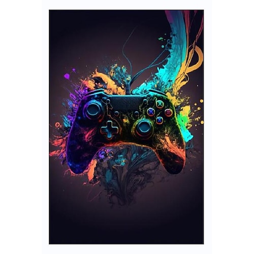 80er 90er Wandkunst bunt Neon Gamer Controller Leinwand Poster Fantasy Kopfhörer Esports Gaming Wandkunst Malerei für kawaii Raumdekoration Image