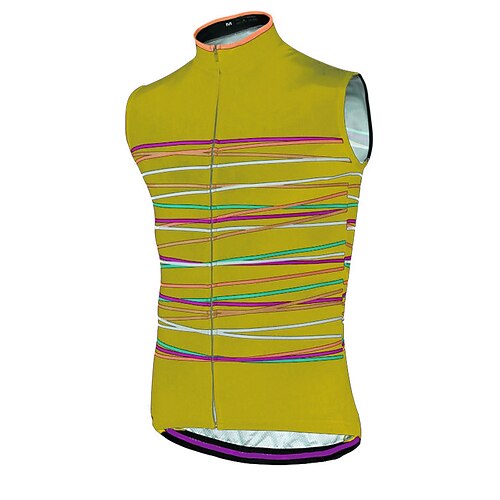 Herren Radtrikot Horizontale Streifen Ärmellos Fahhrad Trikot Oberteil mit 3 Gesäßtaschen Mountainbike MTB Straßenradsport Schnelltrocknend Reflektierende Streifen Rückentasche Feuchtigkeitsableitend Image