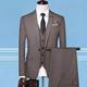 Grau/Schwarz/Braun Herren-Hochzeitsanzüge, formelle Business-Arbeitskleidung, einfarbig, 3-teilig, maßgeschneiderte Passform, einreihig, mit einem Knopf, 2024