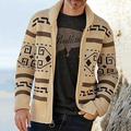 Herren Pullover Strickjacke Zip Pullover Reißverschluss Gerippt Stricken Strick Jacquard Abstrakt Kargen Stilvoll Vintage-Stil Freizeitskleidung Bekleidung Herbst Winter Marineblau Khaki M L XL