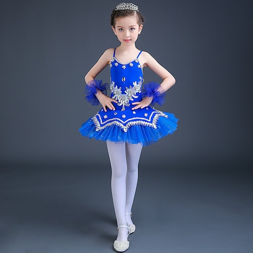 Ballett Kleid Spitze Kristalle / Strass Pailetten Leistung Ärmellos Hoch Elasthan Tüll Image