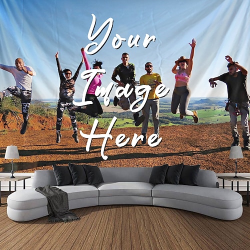 Angepasster Hängender Wandteppich mit Ihrem Foto Wandkunst Wanddekoration Fotohintergrund Wohn- und Schlafzimmerdekoration (vorschlagen Fotoauflösung 3Mo oder höher) Image