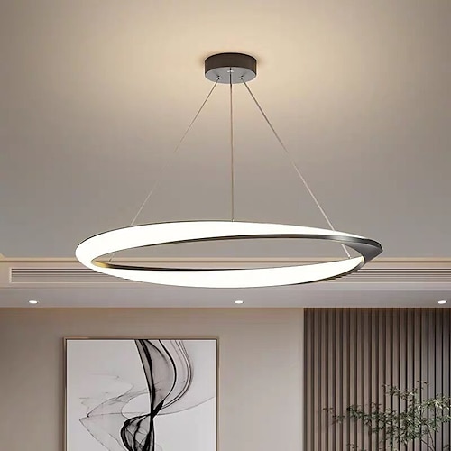 60cm LED-Pendelleuchte 1-flammig Ringkreis Design dimmbar Aluminium lackierte Oberflächen luxuriöser moderner Stil Esszimmer Schlafzimmer 110-240V Image