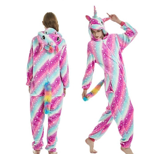Karnevalskostüm 2026 Tier Einhorn Zeichentrick Karneval Kigurumi-Pyjamas Ausgefallene Kostüme Nachtwäsche Warm Lustiges Kostüm Bequem Kinder Erwachsene Unisex Männer und Frauen Jungen und Mädchen Image