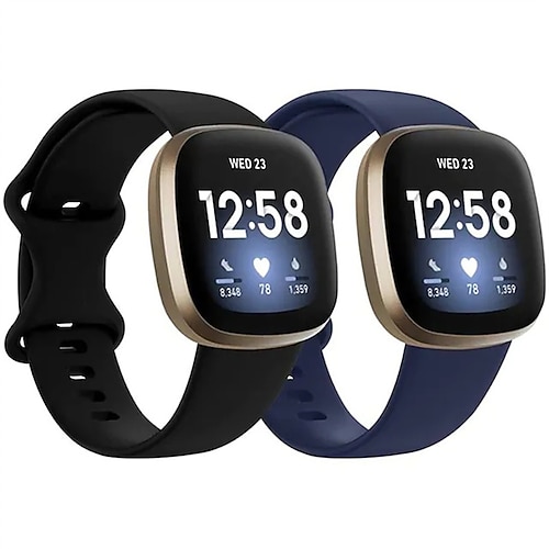 2er Pack Smartwatch-Band Kompatibel mit Fitbit Versa 3 Sense Weiches Silikon Smartwatch Gurt Verstellbar Solo-Loop Frauen Männer Sportarmband Ersatz Armband Image