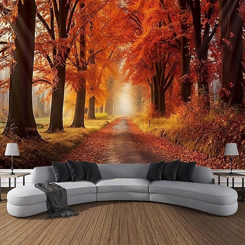 Herbstwald hängender Wandteppich, Wandkunst, großer Wandteppich, Wanddekoration, Fotografie, Hintergrund, Decke, Vorhang, Zuhause, Schlafzimmer, Wohnzimmer, Dekoration Wandtuch XXL Natur Image