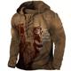 Herren Pullover Hoodie Sweatshirt Pullover Schwarz Und Weiß Weiß Grün Weiß Blau Khaki Kapuzenpullover Animal Graphic Prints Print Lace up Casual Daily Sports 3D Print Streetwear Designer Basic