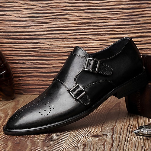 Herren Halbschuhe Slipper Brogue Monk Schuhe Business Britischer Gentleman Büro Karriere Party Abend Lederschuhe Schwarz Braun Frühling Herbst