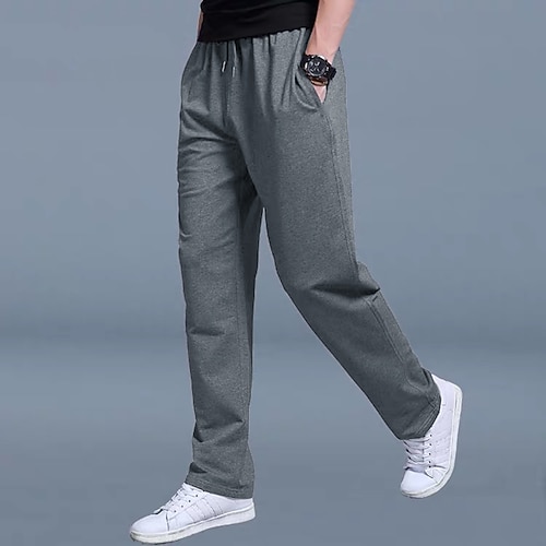Herren Jogginghose Gerade geschnittene Sweatpants Sporthose Elastischer Bund Gerader Schnitt Einfach Outdoor Täglich Streetwear Schwarz Königsblau Mikroelastisch Image