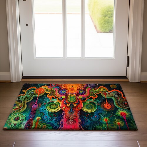 Fußmatte mit Blumenlandschaft, waschbare Teppiche, Küchenmatte, rutschfester, ölbeständiger Teppich, Innen- und Außenmatte, Schlafzimmer-Dekor, Badezimmermatte, Eingangsteppich Image