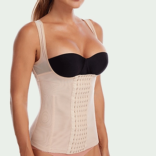 Taillentrainer-Korsetts für Frauen, Shapewear, Bauchkontrolle, Push-up, vorne eng, Büro, Yoga, Laufen, Fitnessstudio, Sport, atmungsaktiv, bequem, reine Farbe, Hakenamp;Augen-Home-Outfits Image