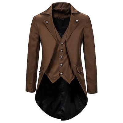 Punk Gothic Mittelalterlich Steampunk Mantel Smoking Trenchcoat Ren Faire Vampir Herren Steampunk Halloween Karneval Maskerade Veranstaltung / Fest Erwachsene Mantel Image