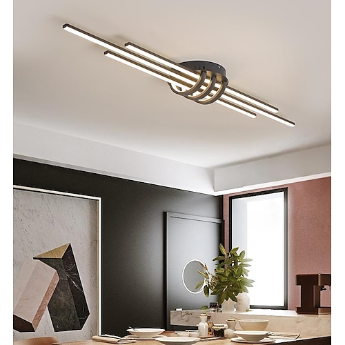80cm LED Deckenleuchte modernes geometrisches Design schwarz weiß minimalistisch Unterputzleuchten Aluminium lackiert Oberflächen 110-120V 220-240V Image