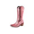 Damen Stiefel Cowboy Westernstiefel Übergrössen Stiefel mit Absatz Party Feste Farbe Stiefel mit mittlerer Wade Winter Paillette Blockabsatz Spitze Zehe Böhmen PU Schwarz Silber Rosa