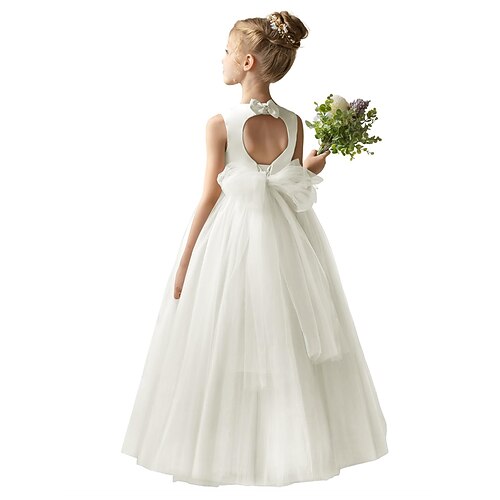 kinderkleidung Mädchen Blumenmädchen Kleid Party Kleid Feste Farbe Ärmellos Hochzeit Jahrestag Party Modisch bezaubernd Täglich Polyester Frühling Herbst Winter 2-12 Jahre Weiß Champagner Gelb Image