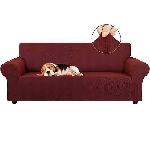Stretch-Sofabezug, Schonbezug, Burgunderrot, elastisch, modernes Ecksofa für Wohnzimmer, Sofabezug, Ecksesselschutz, Sofabezug, 1/2/3/4-Sitzer Image