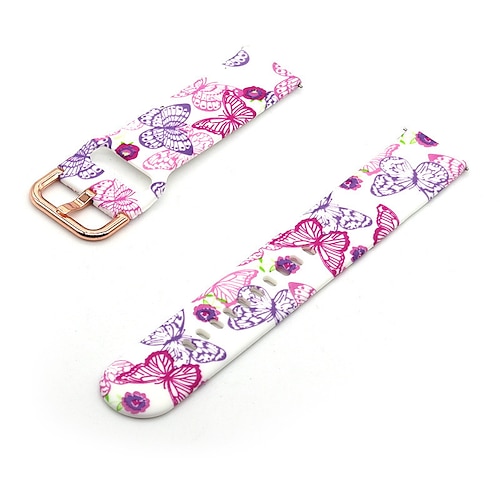 Uhrenarmband für Samsung Watch 7/6/5/4 40/44mm, Galaxy Watch 5 Pro 45mm, Galaxy Watch 6/4 Classic 42/46/43/47mm, Watch 3, Active 2, Gear S3 S2 Silikon Ersatz Gurt 20mm 22mm Verstellbar Blumen bedruckt Image