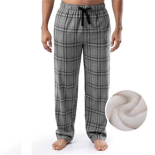 Herren Hausanzug Pyjamahose Karierte hose Lounge Hose Gitter / Plaid Warm Weich Heim Bett Spa Flanell Warm Tasche Elastische Taille Winter Schwarz Blau Image